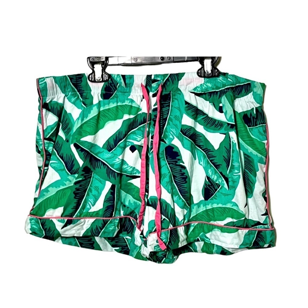 Liz Claiborne Sleepwear Cotton Tropical Leaf Pattern Sleep Shorts Size Large